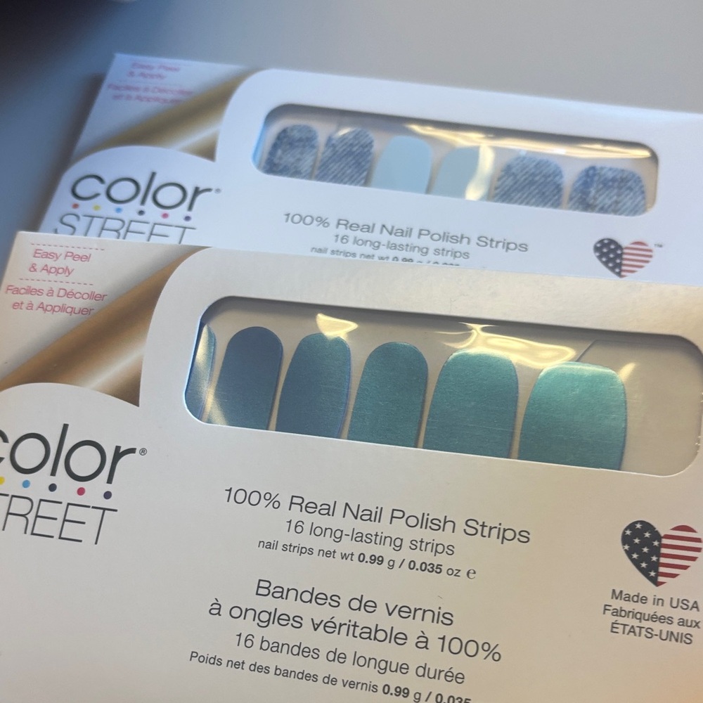 Color Street Aqua and Denim Nail Strips